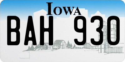 IA license plate BAH930