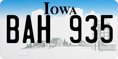 IA license plate BAH935