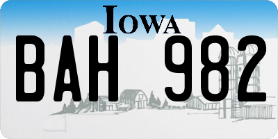 IA license plate BAH982