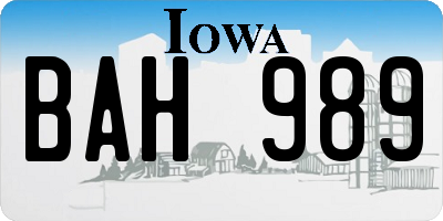 IA license plate BAH989