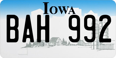 IA license plate BAH992