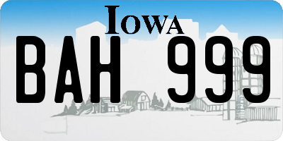 IA license plate BAH999
