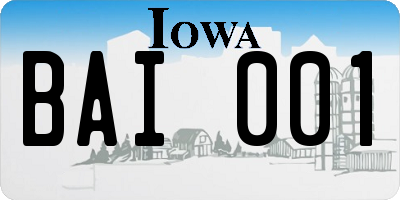 IA license plate BAI001