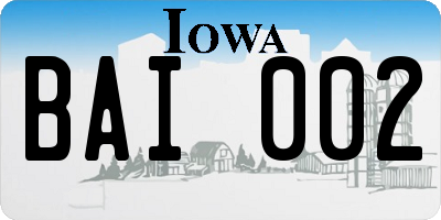 IA license plate BAI002