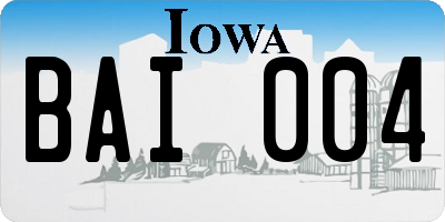 IA license plate BAI004