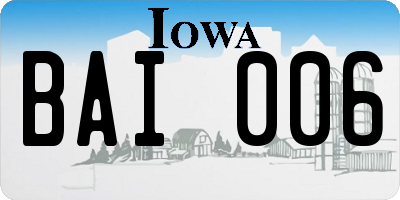 IA license plate BAI006