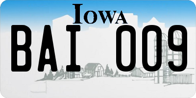IA license plate BAI009