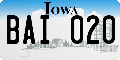 IA license plate BAI020
