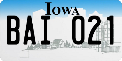 IA license plate BAI021