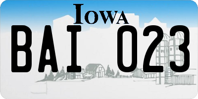 IA license plate BAI023