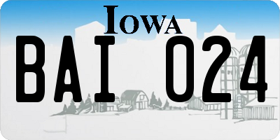 IA license plate BAI024