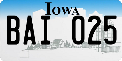 IA license plate BAI025