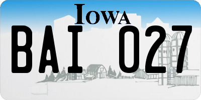 IA license plate BAI027