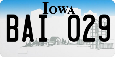 IA license plate BAI029