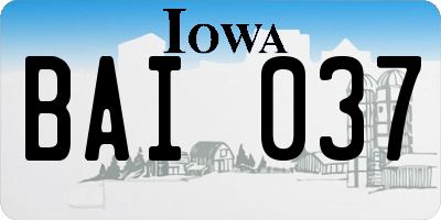 IA license plate BAI037