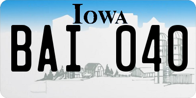IA license plate BAI040