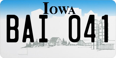 IA license plate BAI041
