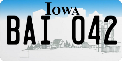 IA license plate BAI042