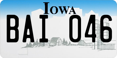 IA license plate BAI046