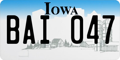 IA license plate BAI047