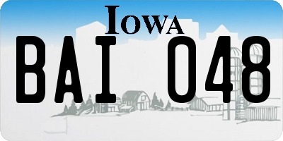 IA license plate BAI048