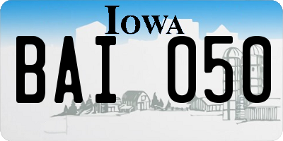 IA license plate BAI050