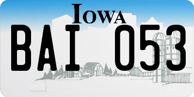 IA license plate BAI053