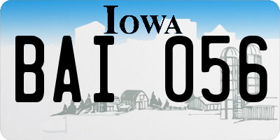IA license plate BAI056
