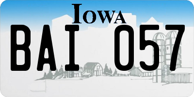 IA license plate BAI057