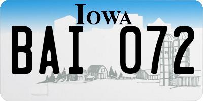 IA license plate BAI072