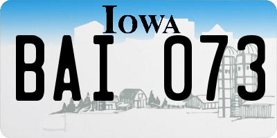 IA license plate BAI073