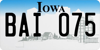 IA license plate BAI075