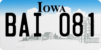 IA license plate BAI081