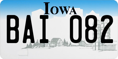 IA license plate BAI082