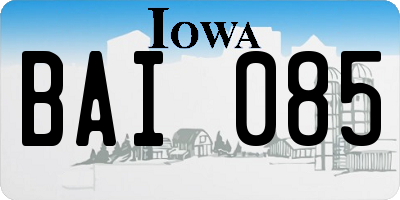 IA license plate BAI085