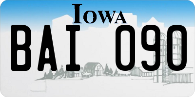 IA license plate BAI090