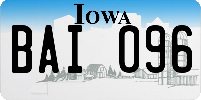 IA license plate BAI096