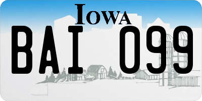 IA license plate BAI099