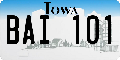 IA license plate BAI101