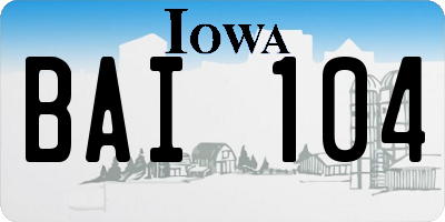 IA license plate BAI104