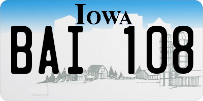 IA license plate BAI108