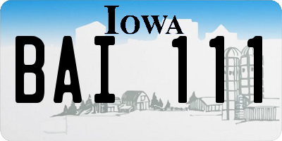 IA license plate BAI111