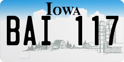 IA license plate BAI117