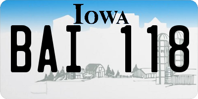 IA license plate BAI118