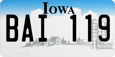 IA license plate BAI119