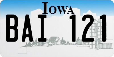 IA license plate BAI121