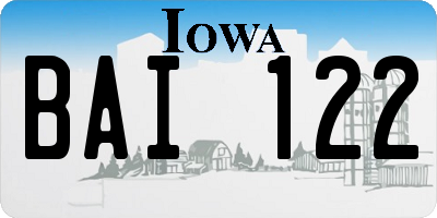 IA license plate BAI122
