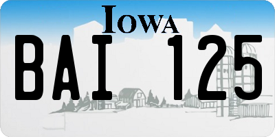 IA license plate BAI125