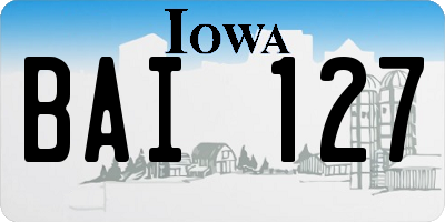 IA license plate BAI127