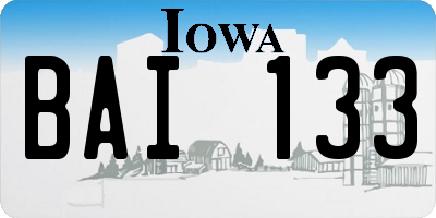 IA license plate BAI133